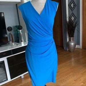 London Times Blue Flax Wrap Dress